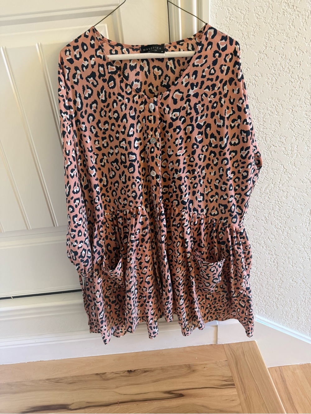 Pink Leopard Print Tiered Skirt